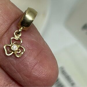 Pandora 14K Gold Flower with Diamond Charm